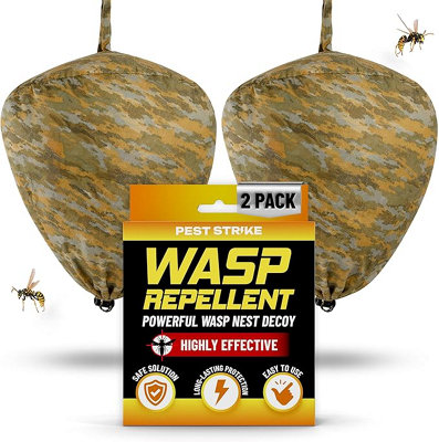  - 2-Pack Hanging Wasp Nest Decoy For GardenPatio & BalconyWaterproof Tear-Resistant Yellow Jacket Deterrent