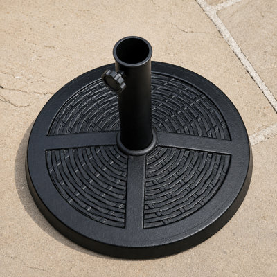 B&Q -  Billtix 10Kg Heavy Duty Garden Parasol Base Stand Round Umbrella Holder Rattan Effect Resin Patio Outdoor 48mm Pole Garden Patio