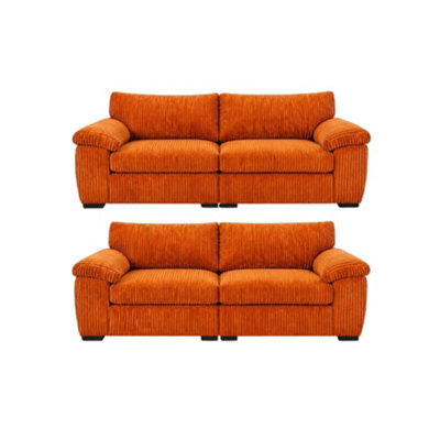 B&Q -  Amalfi 3+2 Seater Split Sofa Soft Fabric In Orange