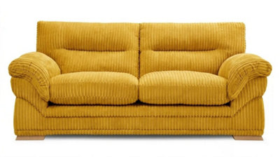 Sofaselectionuk Ltd Amalfi 3 Seater Claude Sofa Modern Plush Fabric In Mustard from B&Q