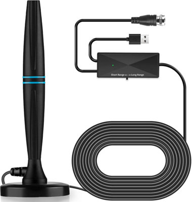 Accessotech Indoor Digital Tv Antenna With Signal Booster 18Ft Coaxial Cable Magnetic Base 4K Full Hd 1080P Television Aerial