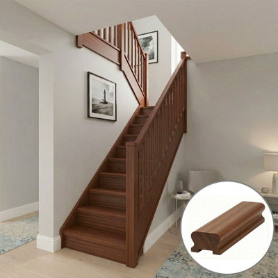 Sapele Dark Hardwood Handrail Lhr 3.0M32mm Groove For Spindles Uk Manufactured Traditional Products Ltd from B&Q