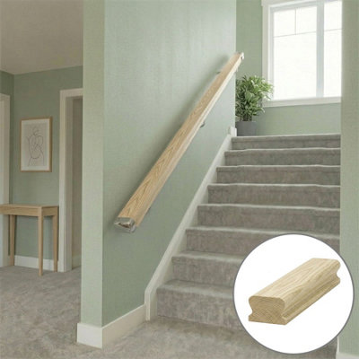 B&Q - Ash Handrail Lhr 3.6MNo Groove Uk Manufactured 