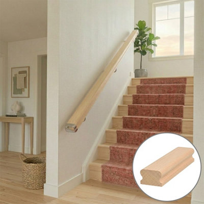 B&Q - Hemlock Handrail Lhr 3.6MNo Groove Uk Manufactured 