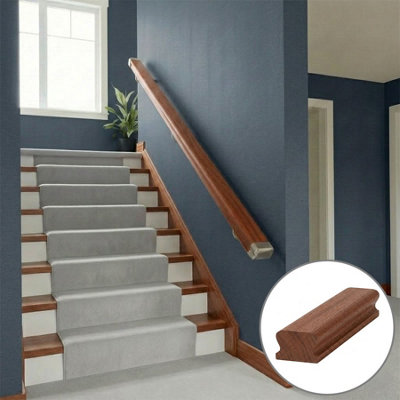 B&Q - Sapele Dark Hardwood Handrail Lhr 2.4MNo Groove Uk Manufactured 
