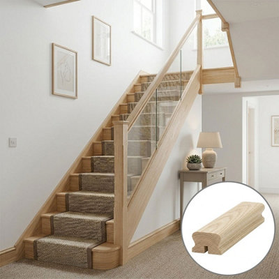 B&Q - Ash Handrail Lhr 1.2M8mm Groove For Glass Panels Uk Manufactured 