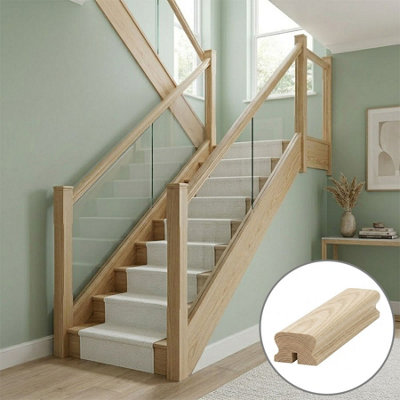 B&Q - Ash Handrail Lhr 3.6M10mm Groove For Glass Panels Uk Manufactured 
