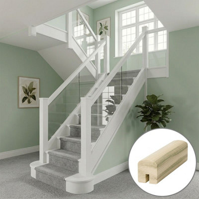 B&Q - Tulipwood Handrail Contemporary 2.4M8mm Groove For Glass Panels (Ideal For Painting) Uk Manufactured 