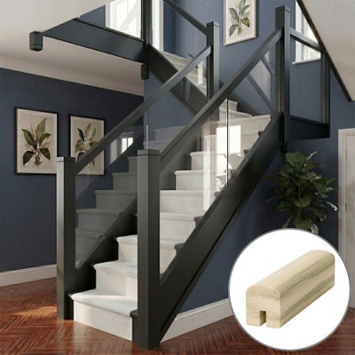 B&Q - Tulipwood Handrail Contemporary 4.2M10mm Groove For Glass Panels (Ideal For Painting) Uk Manufactured 