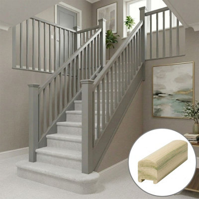 B&Q - Tulipwood Handrail Contemporary 3.6M41mm Groove For Stair Spindles (Ideal For Painting) 