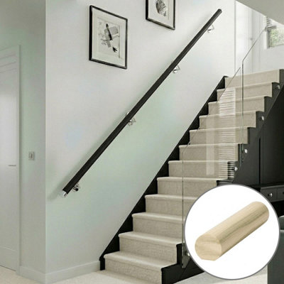 B&Q - Tulipwood Handrail Mopstick 1.2M Wall Mounted Handrail (Ideal For Painting) Uk Manufactured 