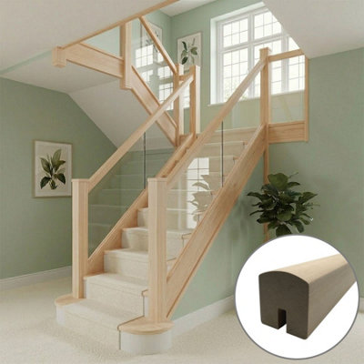 B&Q - Hemlock Handrail Contemporary 3.6M8mm Groove For Glass Panels Uk Manufactured 