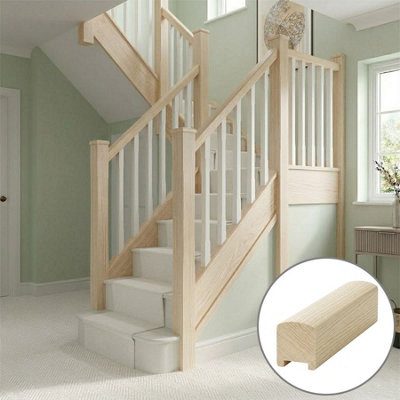 B&Q - Ash Handrail Contemporary 2.4M41mm Groove For Stair Spindles Uk Manufactured 