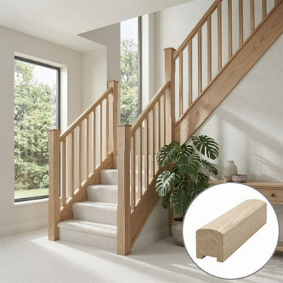 B&Q - Ash Handrail Contemporary 4.2M32mm Groove For Stair Spindles Uk Manufactured 