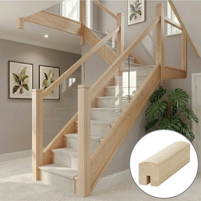 B&Q - Ash Handrail Contemporary 4.2M8mm Groove For Glass Panels Uk Manufactured 