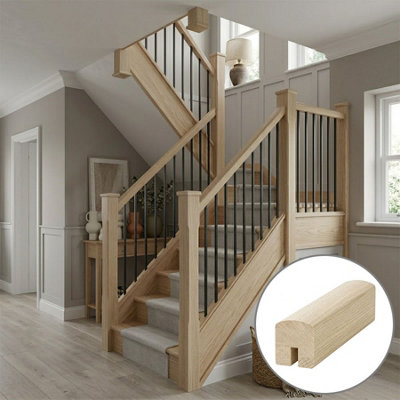 B&Q - Ash Handrail Contemporary 1.2M10mm Groove For Glass Panels Uk Manufactured 