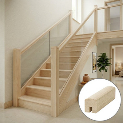 B&Q - Ash Handrail Contemporary 3.0M10mm Groove For Glass Panels Uk Manufactured 