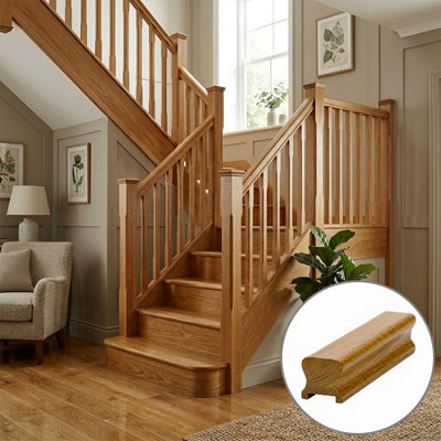 B&Q - Oak Prefinished & Lacquered Thr Handrail 3.0M41mm Groove For Stair Spindles Uk Manufactured 