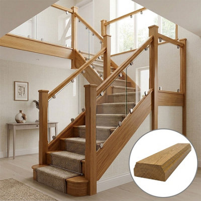 B&Q - Oak Prefinished & Lacquered Baserail Tbr 1.2M No Groove Uk Manufactured 