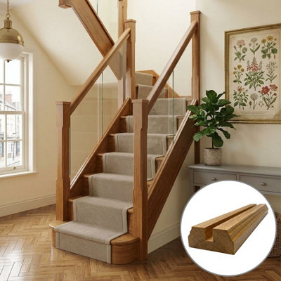 B&Q - Oak Prefinished & Lacquered Baserail Tbr 3.6M 10mm Groove For Glass Panels Uk Manufactured 