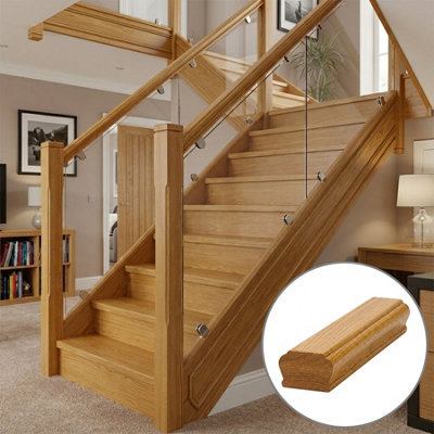 B&Q - Oak Prefinished & Lacquered Handrail Newark 3.6MNo Groove Uk Manufactured 