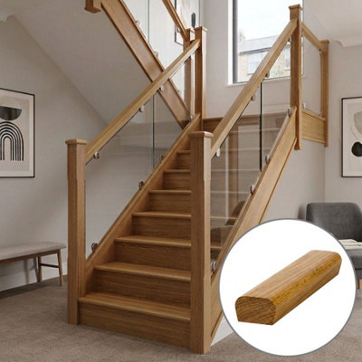 B&Q - Oak Prefinished & Lacquered Handrail Modern 3.6MNo Groove Uk Manufactured 