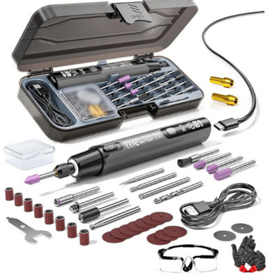 B&Q Mini Cordless Rotary Tool Set With Led Light Digital Display And 6 Speeds