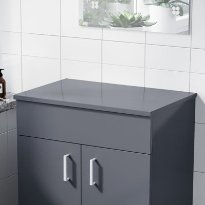 Nes Home 600mm Grey Mdf Bathroom Worktop For Vanity Cabinet from B&Q