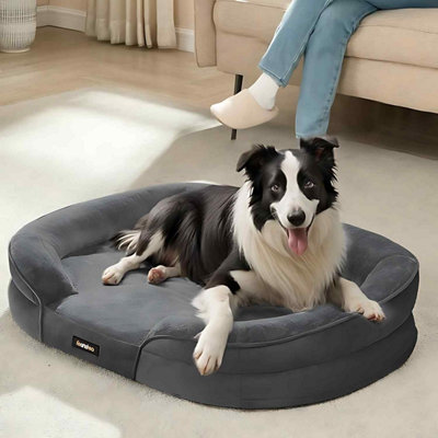 B&Q -  Orthopaedic Dog Bed With Egg Crate FoamWaterproof LinerRaised EdgesWashable CoverSlate Grey