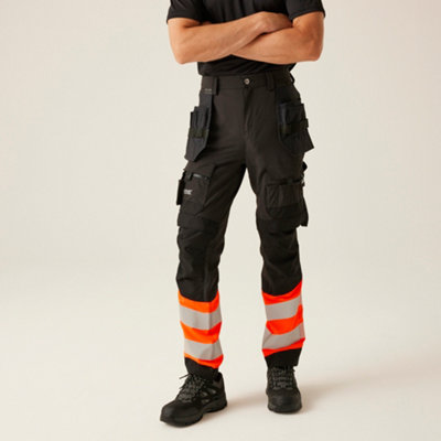 Regatta Professional Black Hi-Vis X-Pro Stretch Holster Trousers - Class Size 1