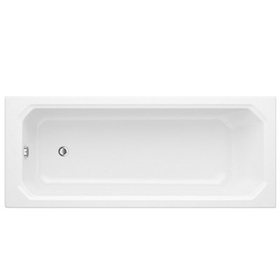 Rinse bathrooms Rinse Single Ended Straight Bath Gloss White Bathroom Acrylic Shower Bathtub-1700X700mm from B&Q