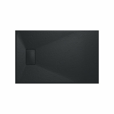 Rinse Bathrooms Smc Slate Effect Shower Enclosure Tray 1100X700mm Rectangular Wetroom Shower Base Black from B&Q