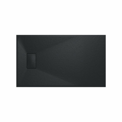 B&Q -  Smc Slate Effect Shower Enclosure Tray 1200X700mm Rectangular Wetroom Shower Base Black