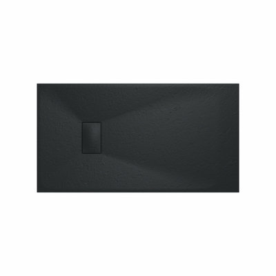 Rinse Bathrooms Smc Slate Effect Shower Enclosure Tray 1300X700mm Rectangular Wetroom Shower Base Black from B&Q