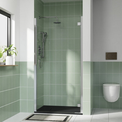 Rinse bathrooms Rinse 1000mm Hinged Door Chrome Profile With 1200X1000mm Black Shower Tray&waste