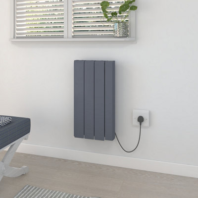 Rinse Bathrooms 700W Electric Ceramic Radiator Smart Wifi Connection3 Fins Portable Electric Heater Daily & Weekly Timer Grey from B&Q