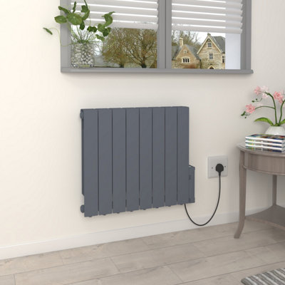 Rinse Bathrooms 1500W Smart Wifi Electric Oil Filled Radiators Electric Heater With Adjustable Thermostat & Timer Grey from B&Q