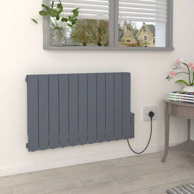 Rinse Bathrooms 2000W Smart Wifi Electric Oil Filled Radiators Electric Heater With Adjustable Thermostat & Timer Grey from B&Q