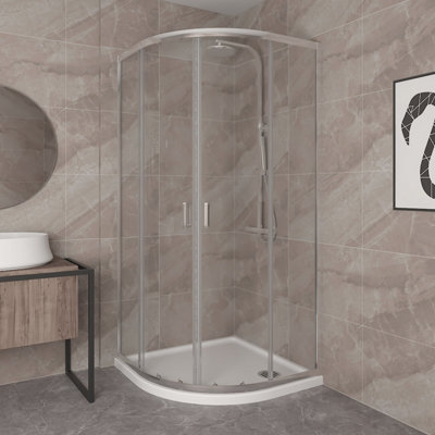 Rinse bathrooms Rinse 900X900mm Quadrant Shower Enclosure Chrome Frame Safety Glass Corner Cubicle from B&Q