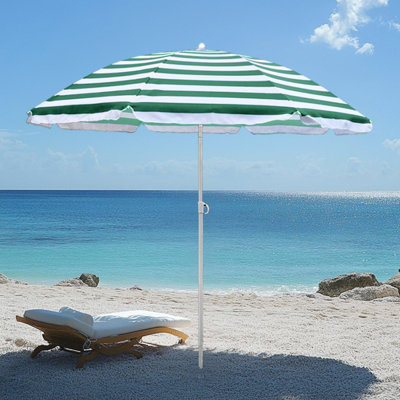 Rinse Bathrooms Green Beach Parasol Garden Outdoor Patio Sun Shade Tilting Umbrella 160Cm from B&Q