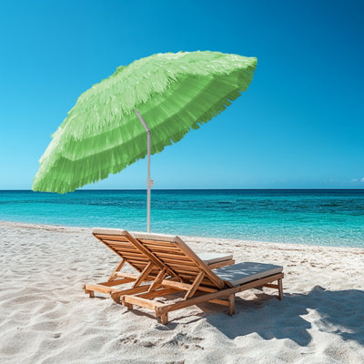 Rinse Bathrooms Hawaiian Parasol Green Beach Parasol Patio Garden Umbrella Sun Shade Tilting 160Cm from B&Q