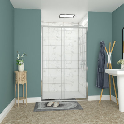 Rinse bathrooms Rinse 1200mm Single Sliding Shower Door Chrome Profile With 1200X700mm White Shower Tray&waste