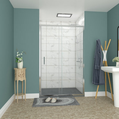 Rinse bathrooms Rinse 1200mm Single Sliding Shower Door Chrome Profile With 1200X900mm Anthracite Shower Tray&waste