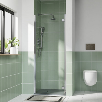 Rinse bathrooms Rinse 700mm Hinged Door Chrome Profile With 900X700mm Anthracite Shower Tray&waste from B&Q