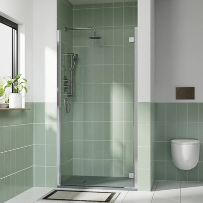 Rinse bathrooms Rinse 900mm Hinged Door Chrome Profile With 900X700mm Anthracite Shower Tray&waste from B&Q