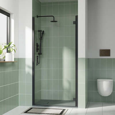 Rinse Bathrooms Black/Anthracite Rinse 900Mm Hinged Door Profile With 1100X900mm Shower Tray&Waste