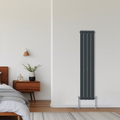 Rinse Bathrooms Vertical Radiators 1600X272mm Flat Panel Column Designer Radiator Anthracite Double Radiators Central Heating