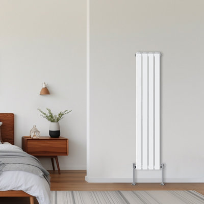 Rinse Bathrooms Vertical Radiators 1600X272mm Flat Panel Column Designer Radiator White Double Radiators Central Heating