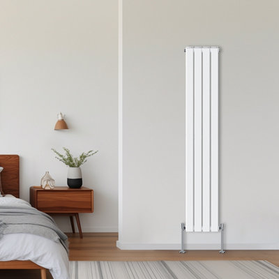 Rinse Bathrooms Vertical Radiators 1800X272mm Flat Panel Column Designer Radiator White Double Radiators Central Heating