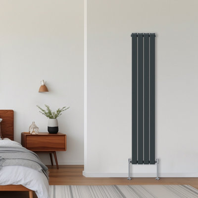 Rinse Bathrooms Vertical Radiators 1800X272mm Flat Panel Column Designer Radiator Anthracite Double Radiators Central Heating